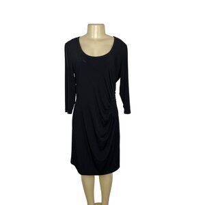 Calvin Klein Black Ruched Stretch Dress Womens